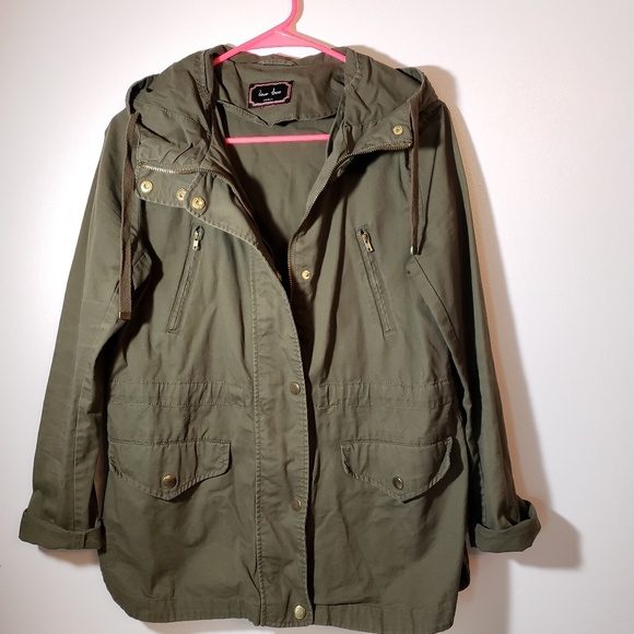 100% Cotton! Love Tree army green utility jacket - Picture 2 of 6